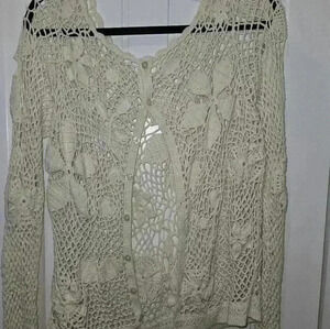 Anthropologie  Vintage Crochet Knitted Sweater  Size L/XL. EUC